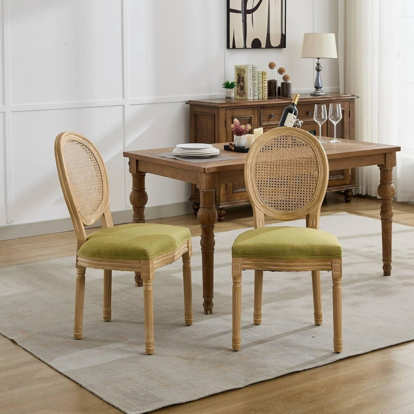 French Style Cane Back Dining Chair set of 4