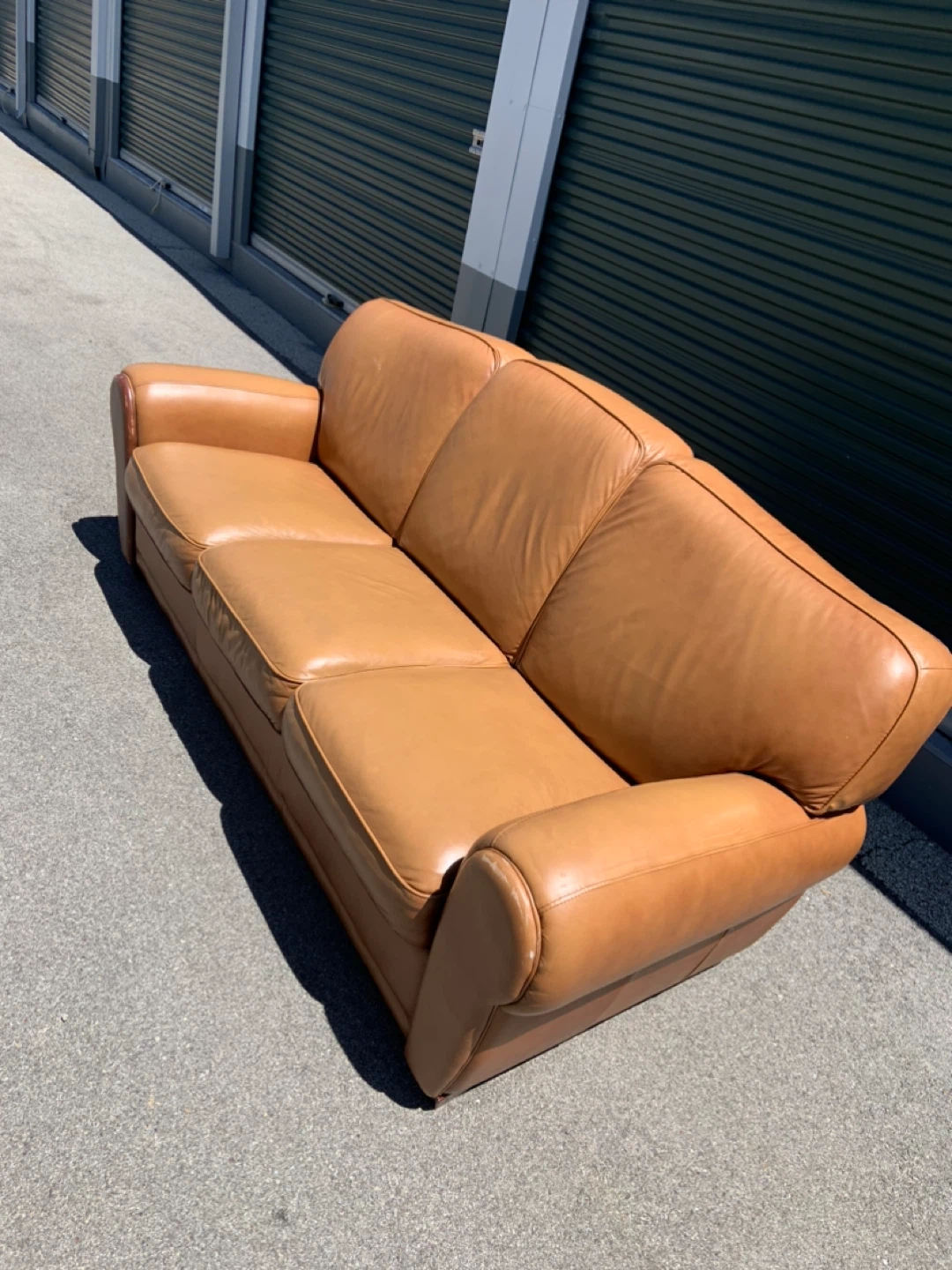 Brown Leather 3-Seater Sofa