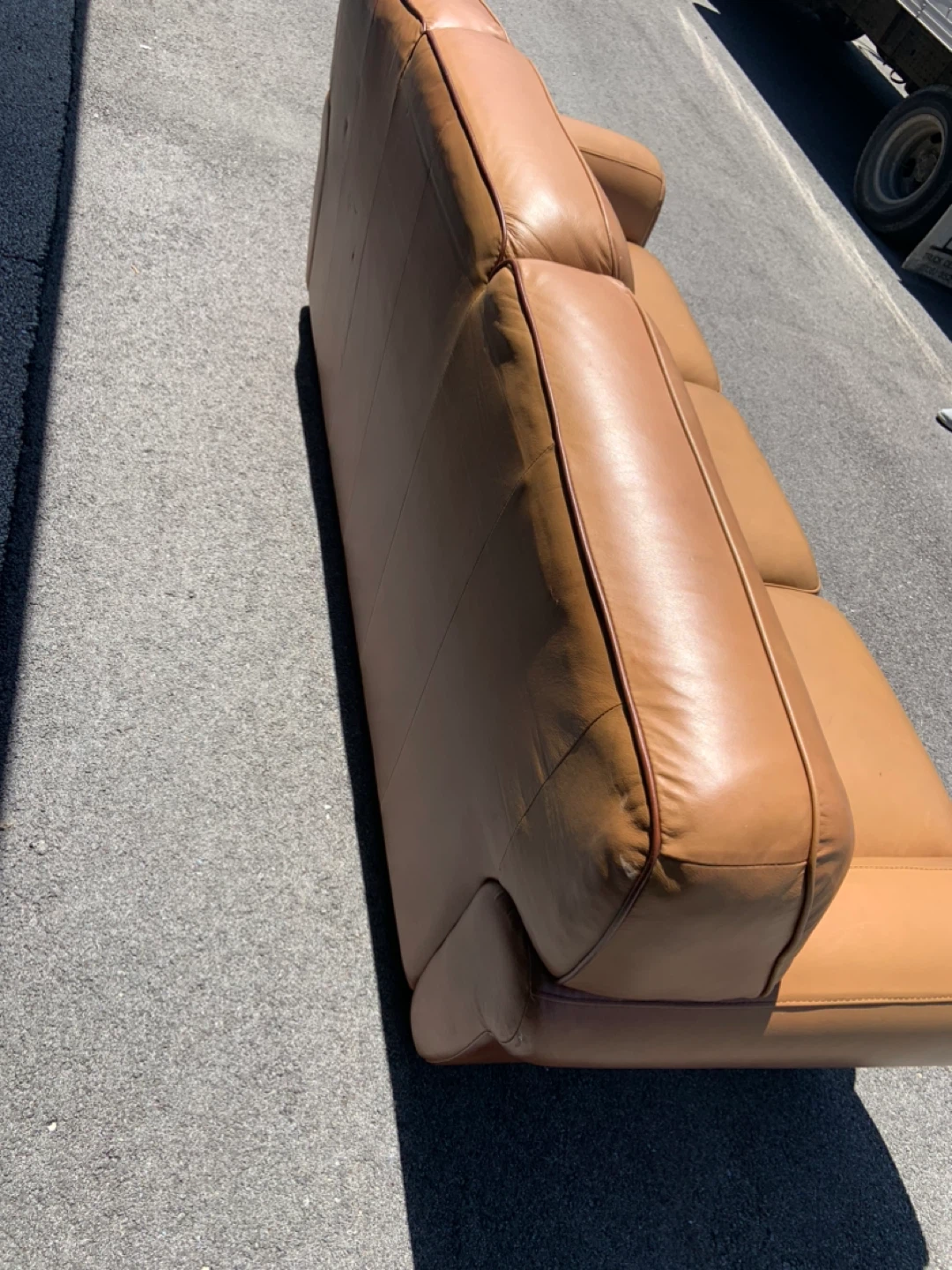 Brown Leather 3-Seater Sofa - photo 3
