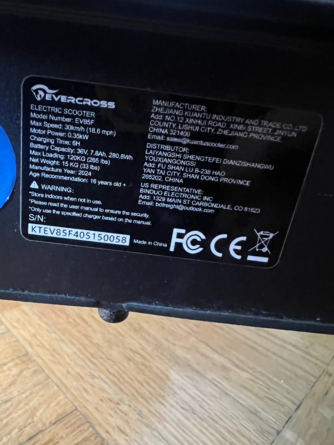 EVERCROSS EV85F Scooter – Great Condition + Charger - photo 4