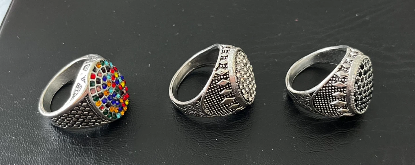 Vintage type Turkish Set of 3 Men's Statement Rings - photo 3