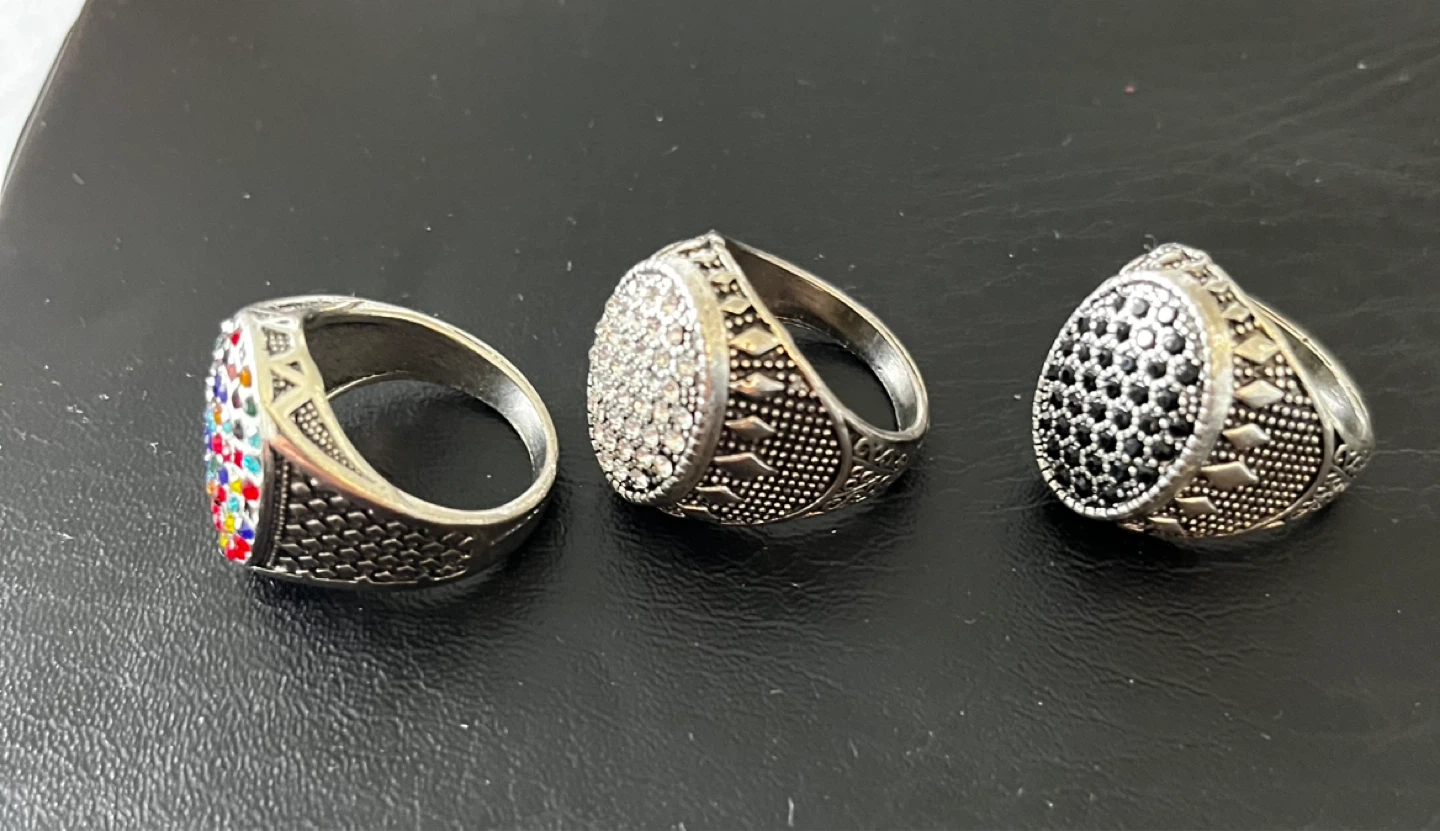 Vintage type Turkish Set of 3 Men's Statement Rings - photo 5