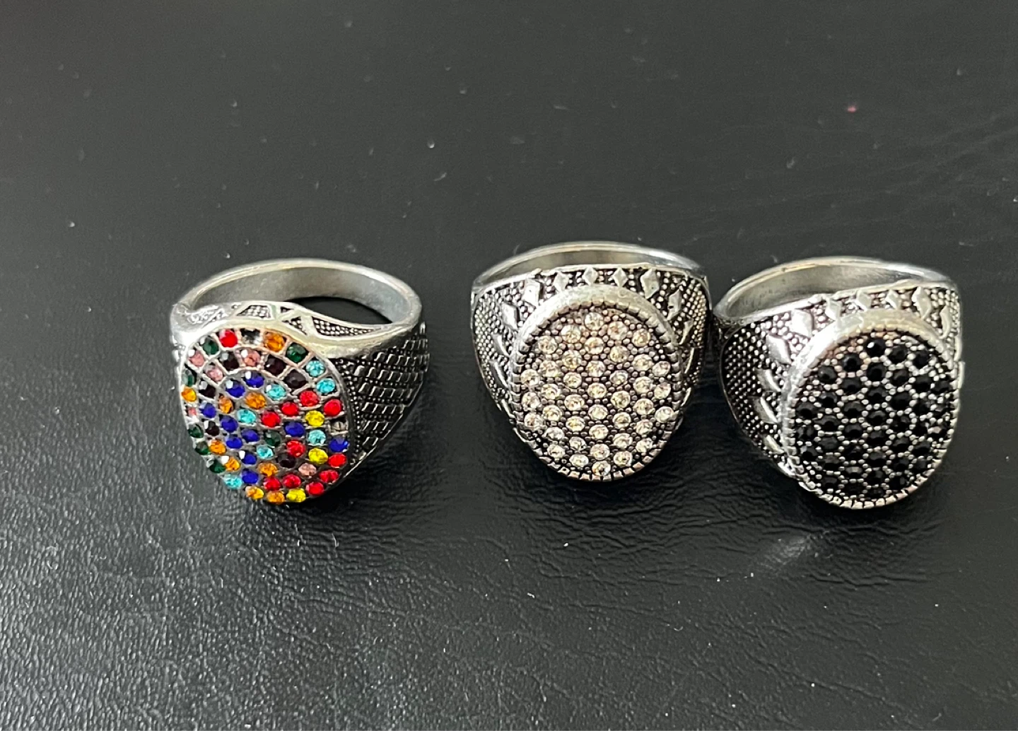 Vintage type Turkish Set of 3 Men's Statement Rings - photo 4