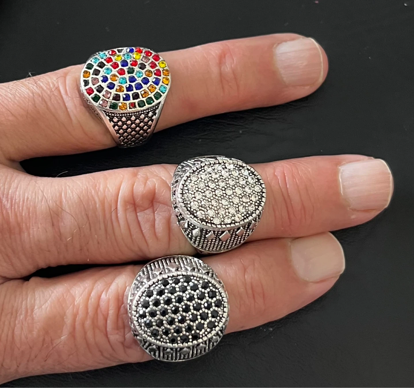 Vintage type Turkish Set of 3 Men's Statement Rings