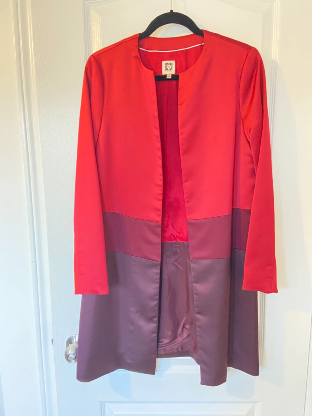 Anne Klein Red & Burgundy Color Block Jacket - Size 6