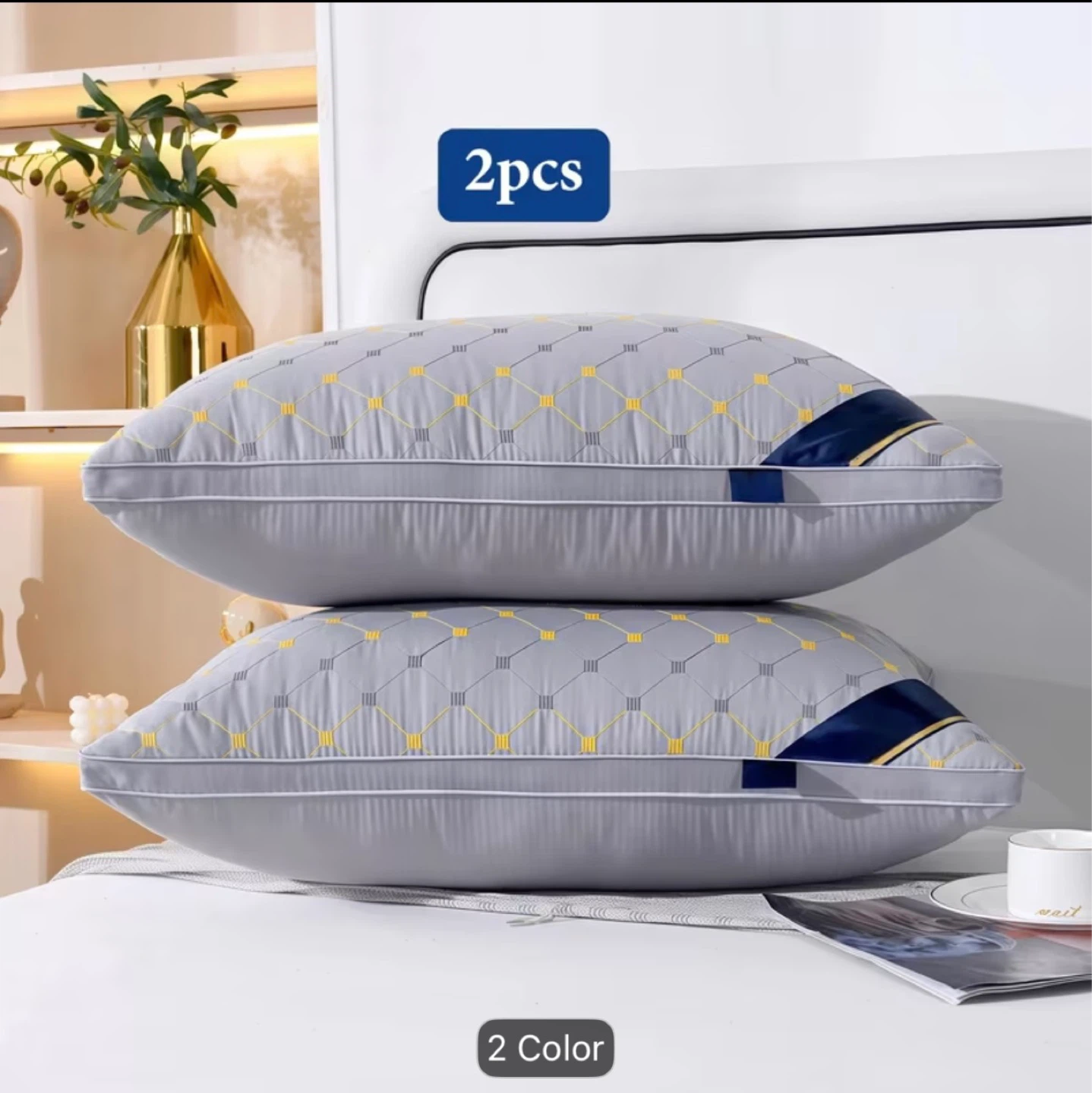 2 Pcs Pillow Set - Light Grey 74*48cm