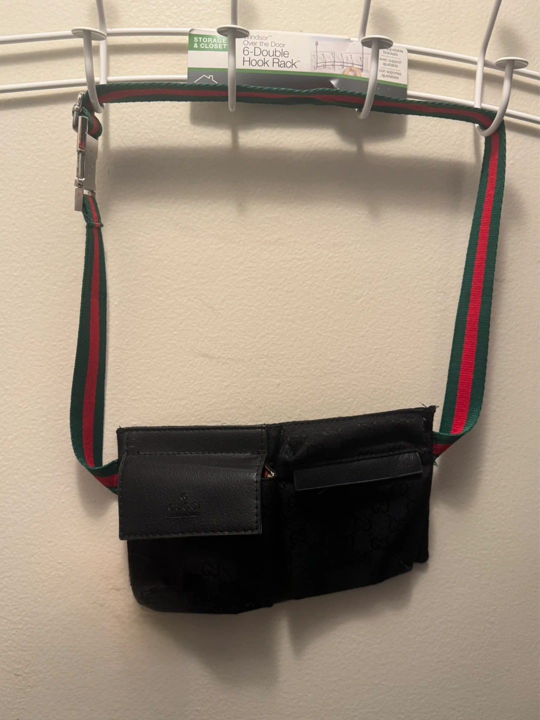 Faux Gucci Black GG Canvas Monogram Belt Bag