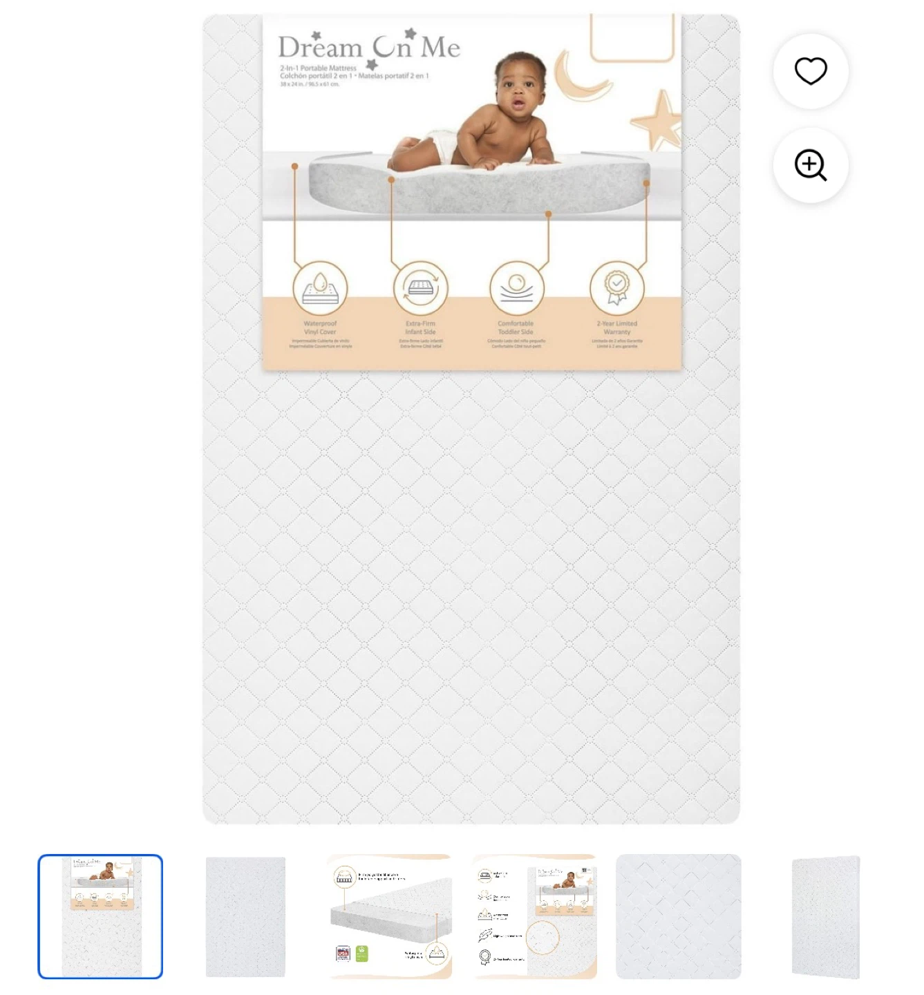 Dream On Me 2-in-1 Portable Mattress
