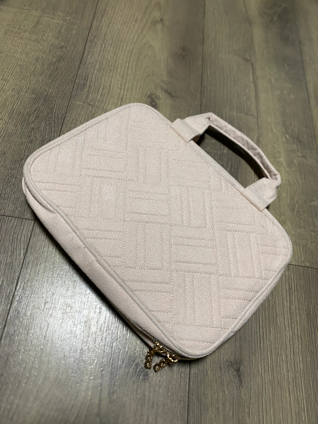 BOACAY Pink Quilted Cosmetic Travel Bay
