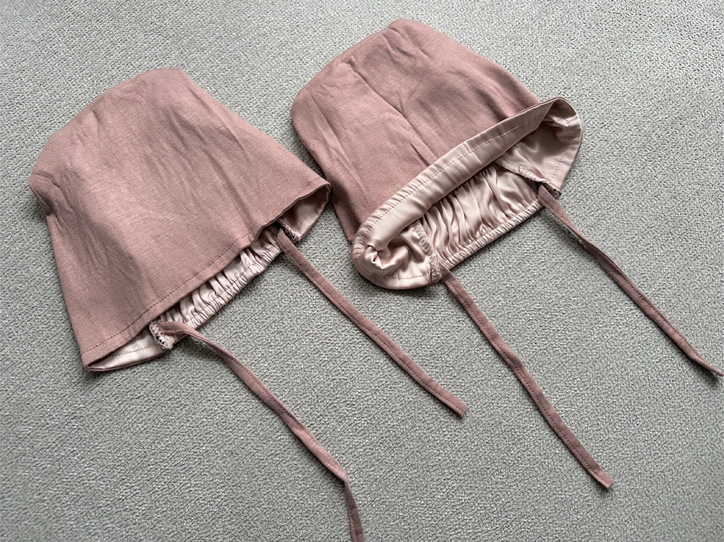 Pink Satin Lined Bonnets (2)