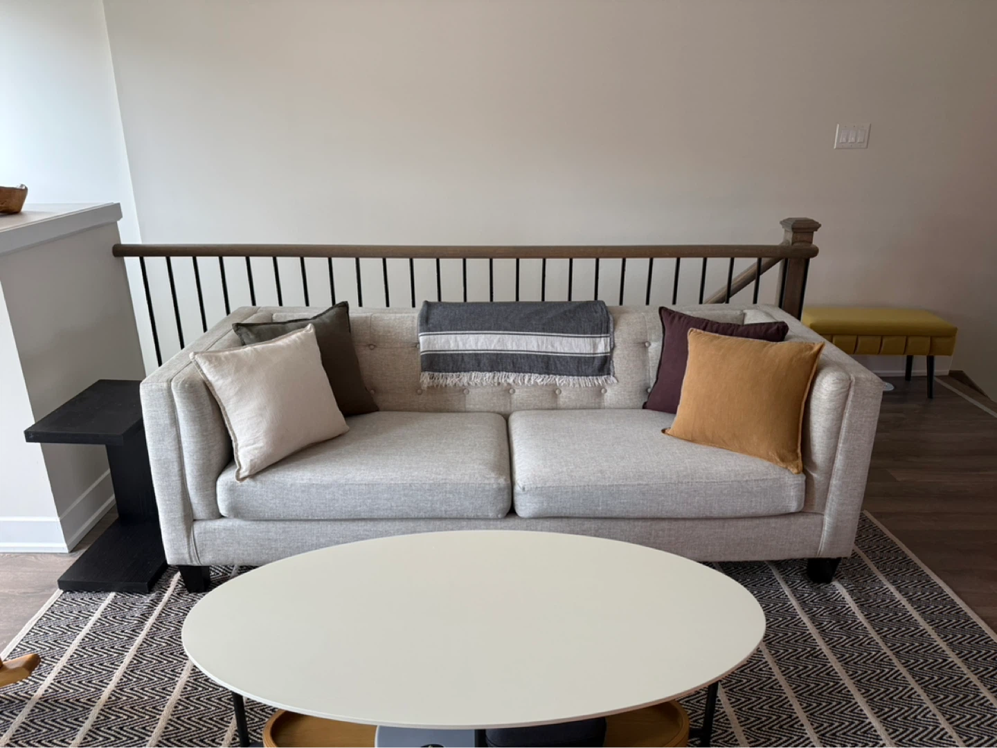Beautiful Light Grey Linen Couch – Like New! - photo 2