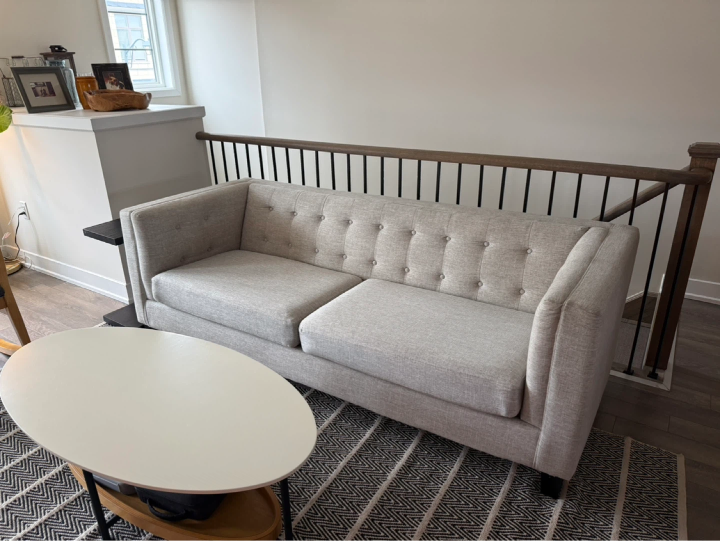 Beautiful Light Grey Linen Couch – Like New! - photo 4
