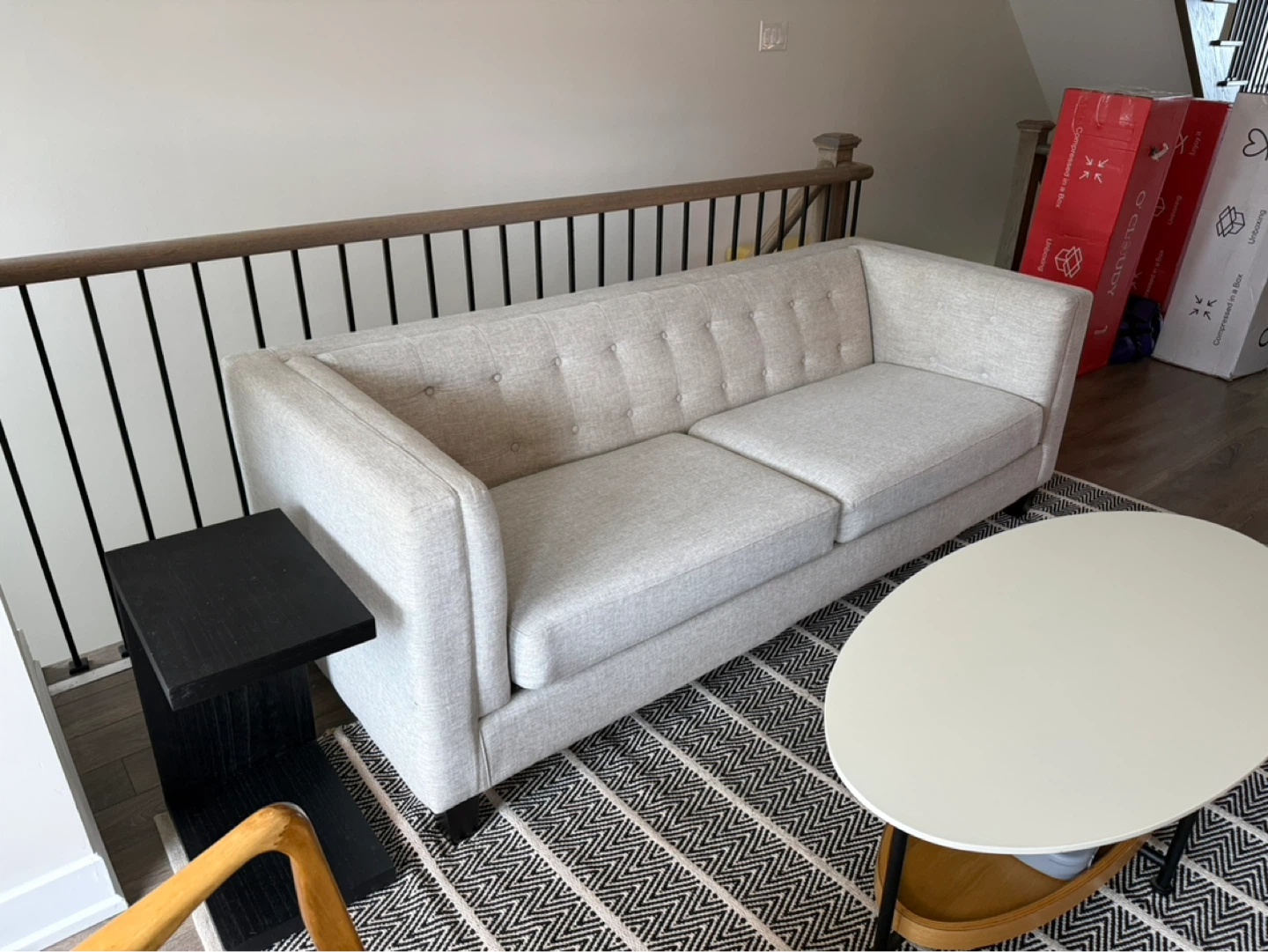 Beautiful Light Grey Linen Couch – Like New! - photo 5