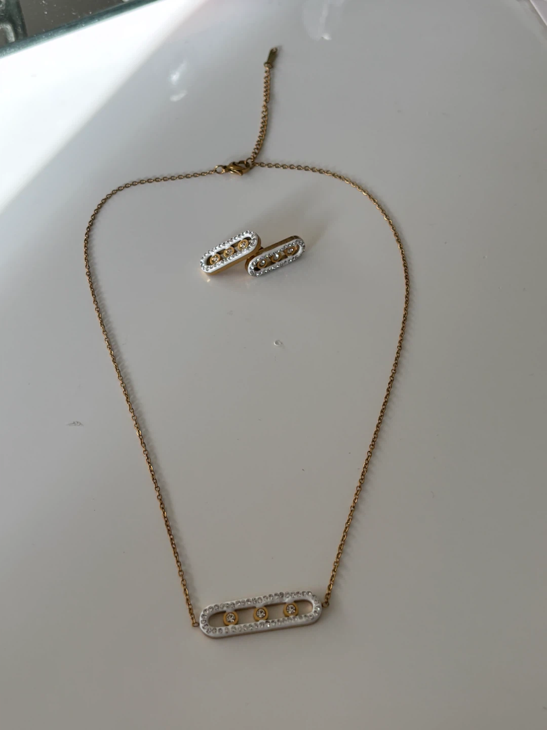 Necklace and Earrings Set gold plated - photo 2