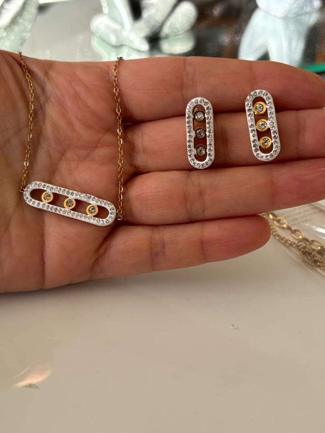Necklace and Earrings Set gold plated
