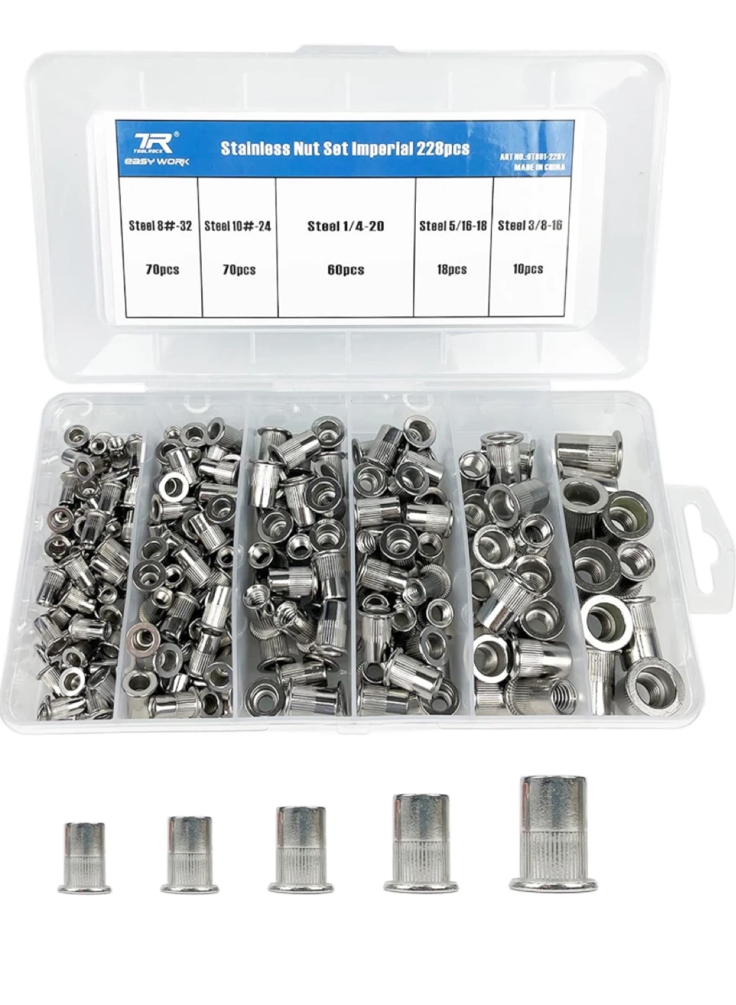 Stainless Nut Set Imperial 228pcs