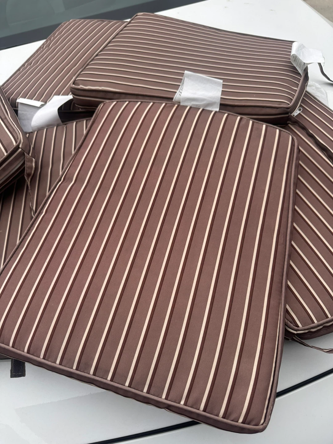Almost brand new Brown Striped Outdoor Seat Cushions (Set of 5) - photo 2