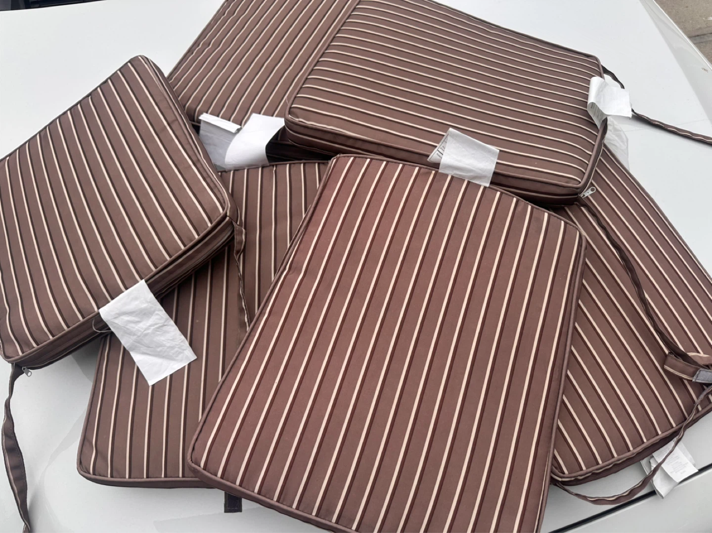 Almost brand new Brown Striped Outdoor Seat Cushions (Set of 5)
