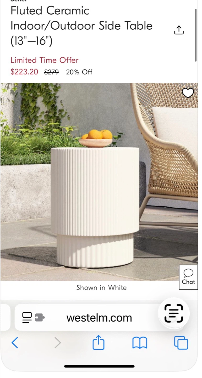 West Elm Fluted Ceramic Side Table - photo 4