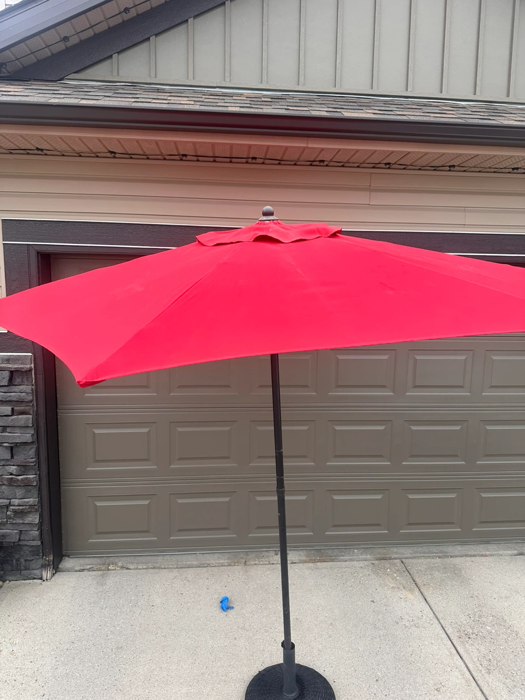 Red Patio Umbrella with Base