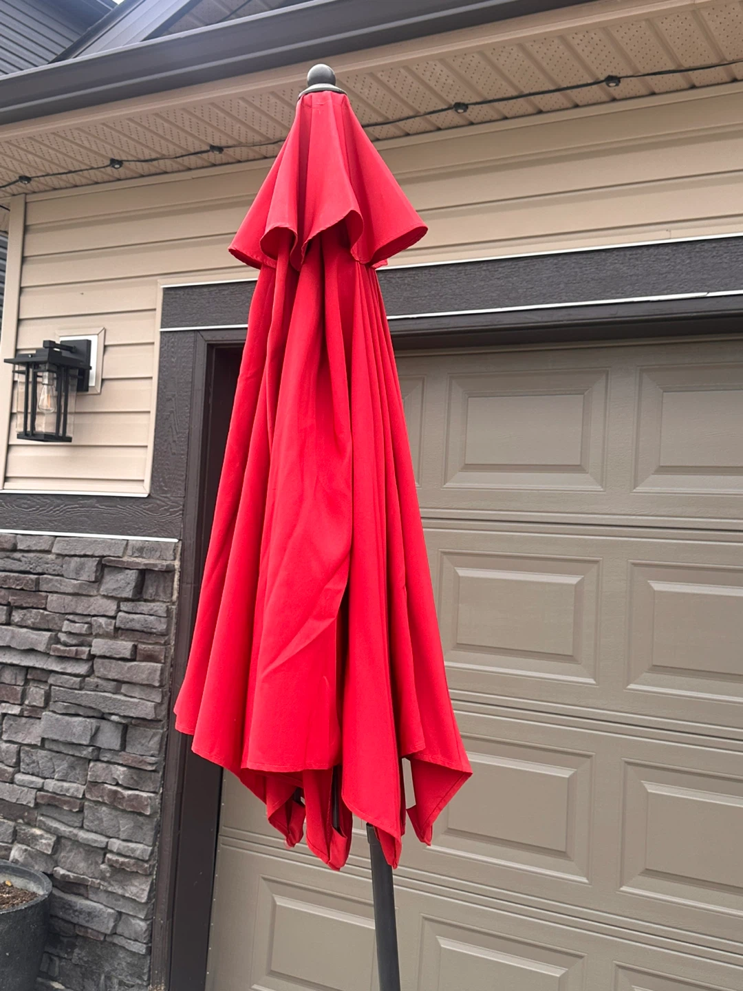 Red Patio Umbrella with Base - photo 5