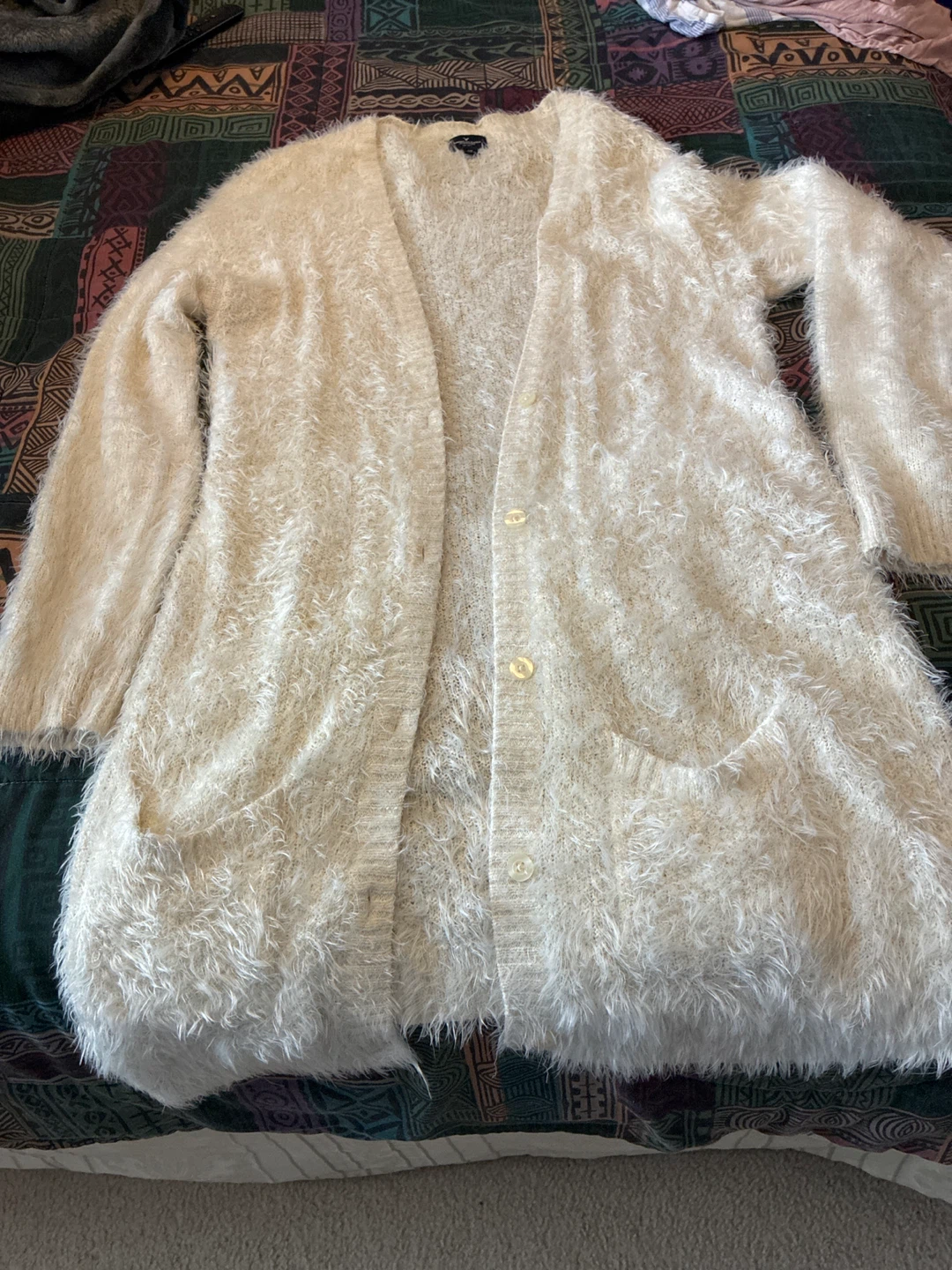 Cream Fuzzy Cardigan - photo 3