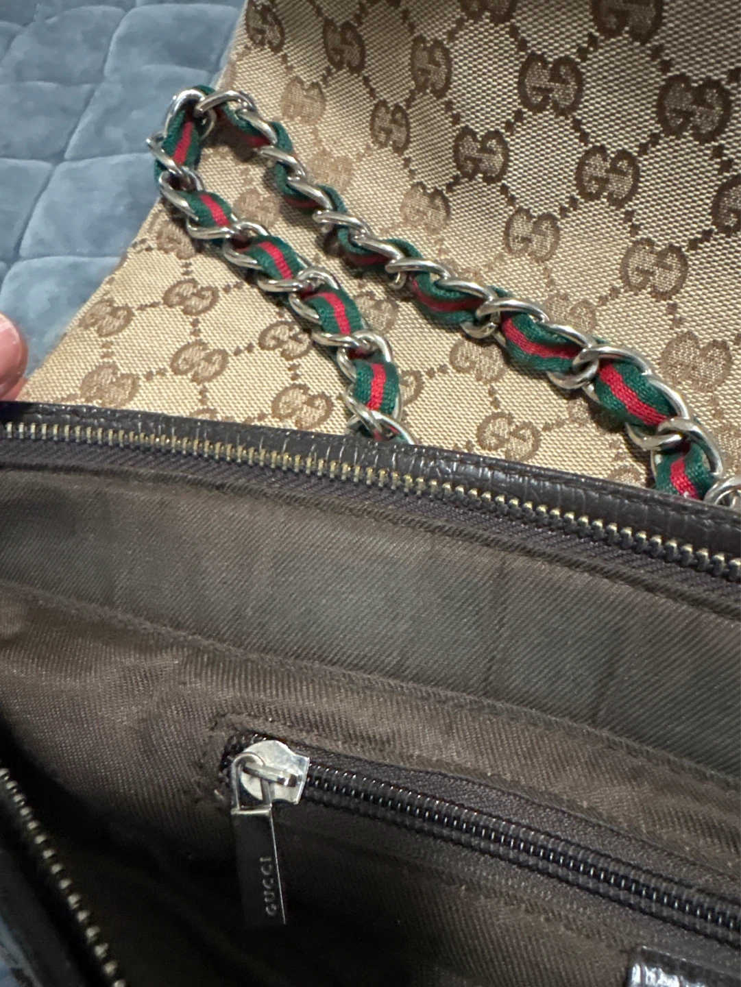 Gucci Monogram Canvas Tote Bag with Chain - photo 3