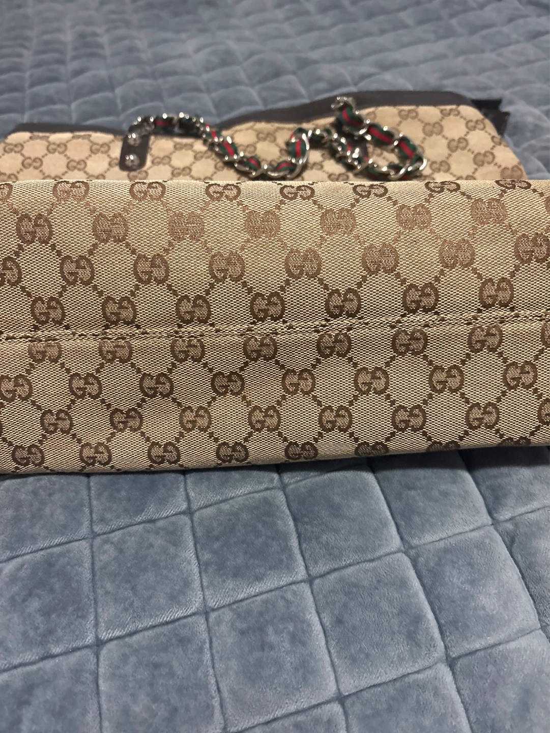 Gucci Monogram Canvas Tote Bag with Chain - photo 4