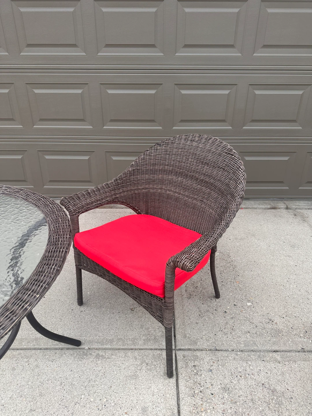 Wicker patio set with glass top table and 2 chairs - photo 2