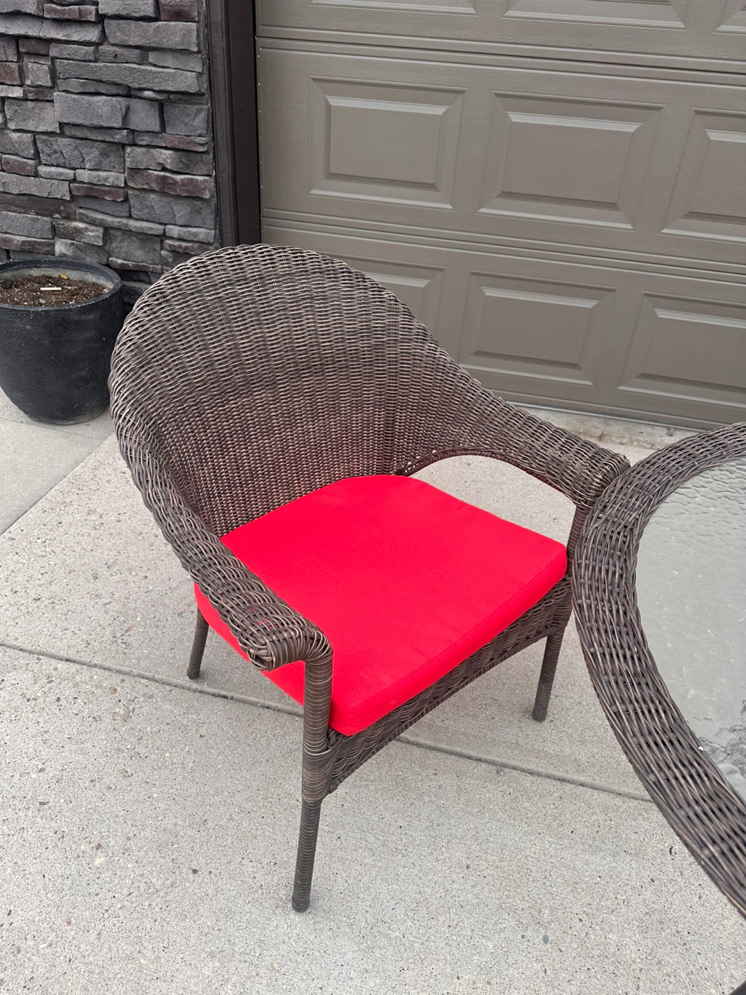 Wicker patio set with glass top table and 2 chairs - photo 3