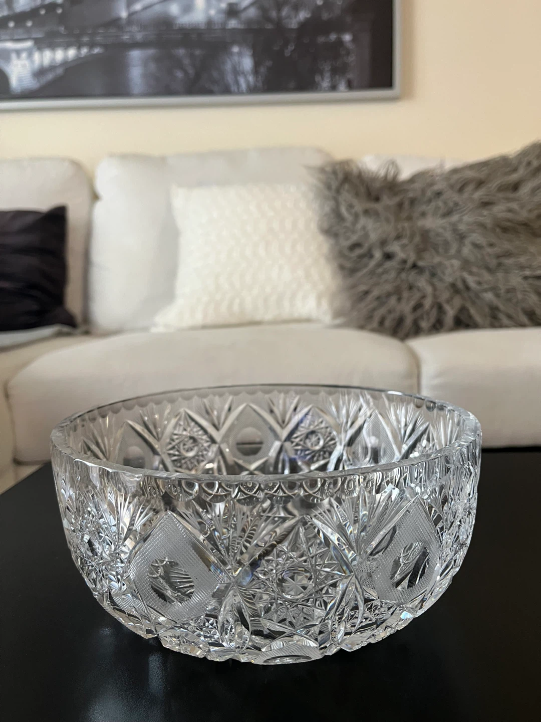 Crystal Cut Glass Serving Bowl