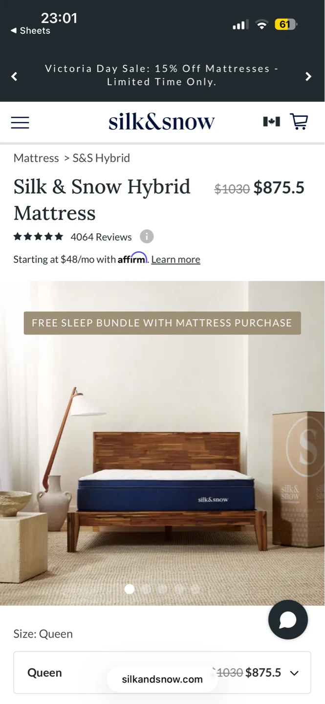 Silk & Snow Hybrid Mattress - Queen