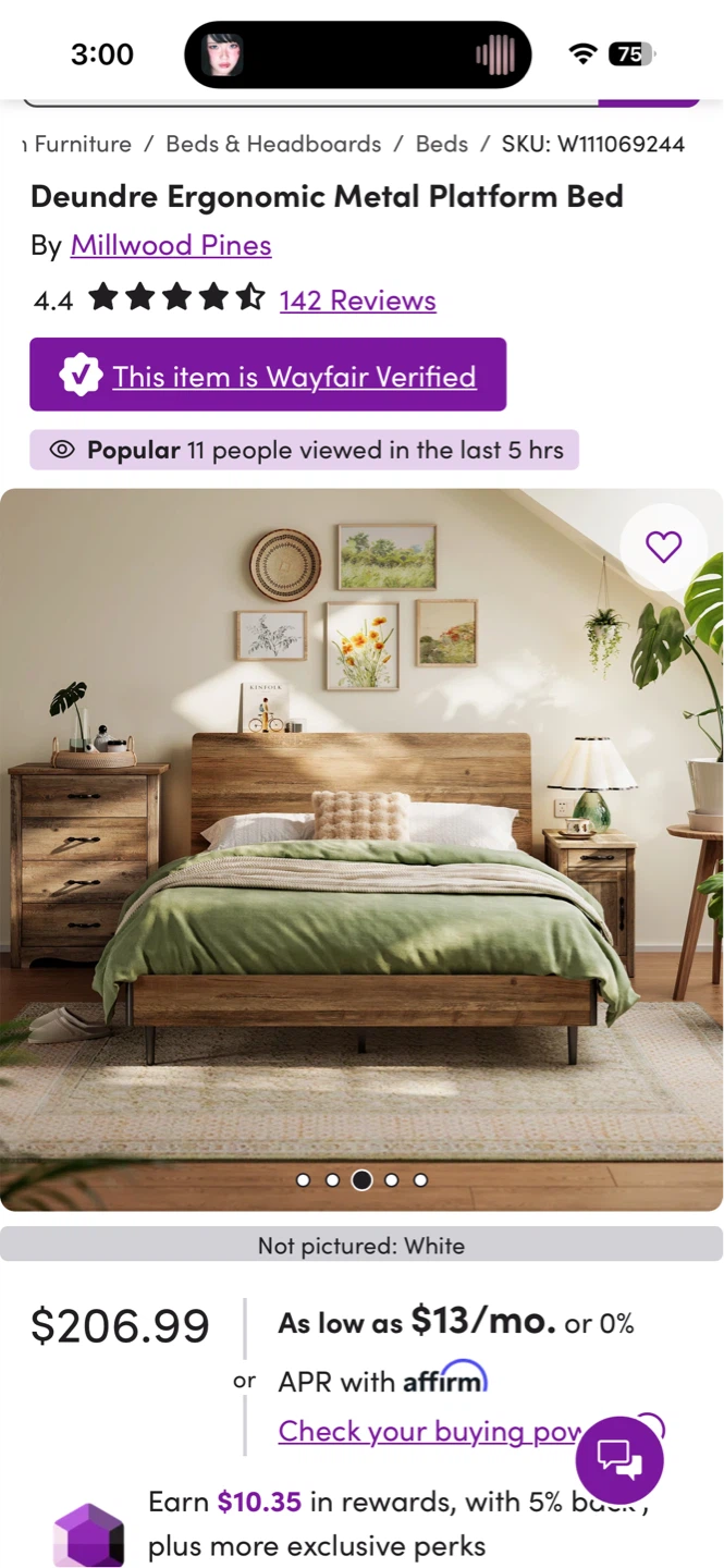 Wood Frame Bed with Upholstered Headboard