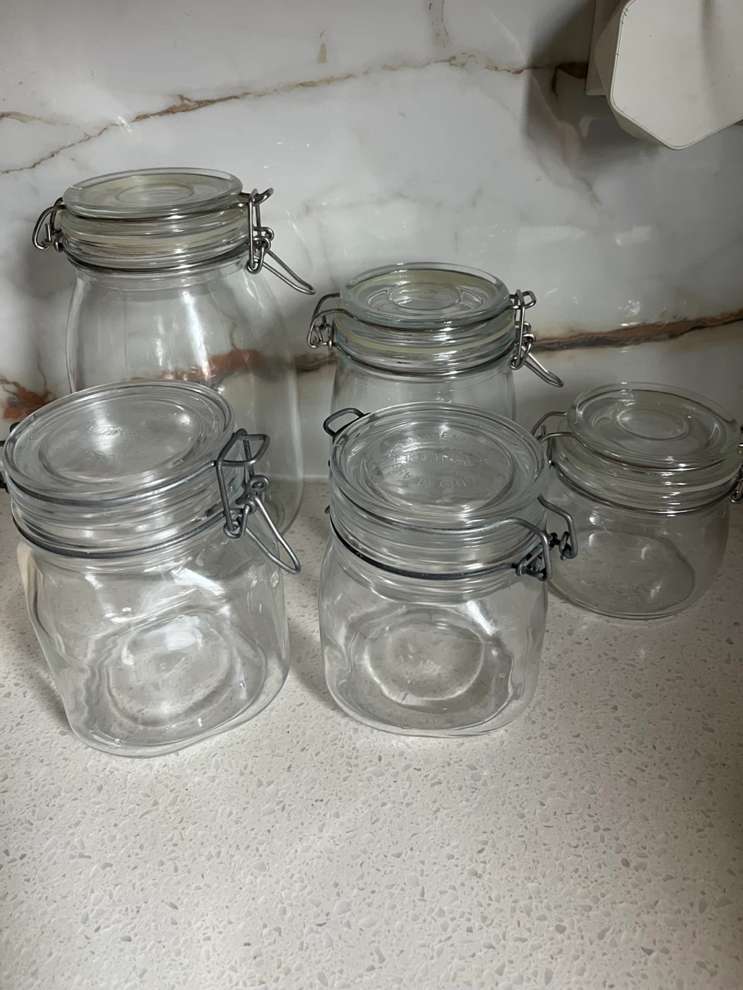 Set of 5 Glass Jars with Clamp Lids