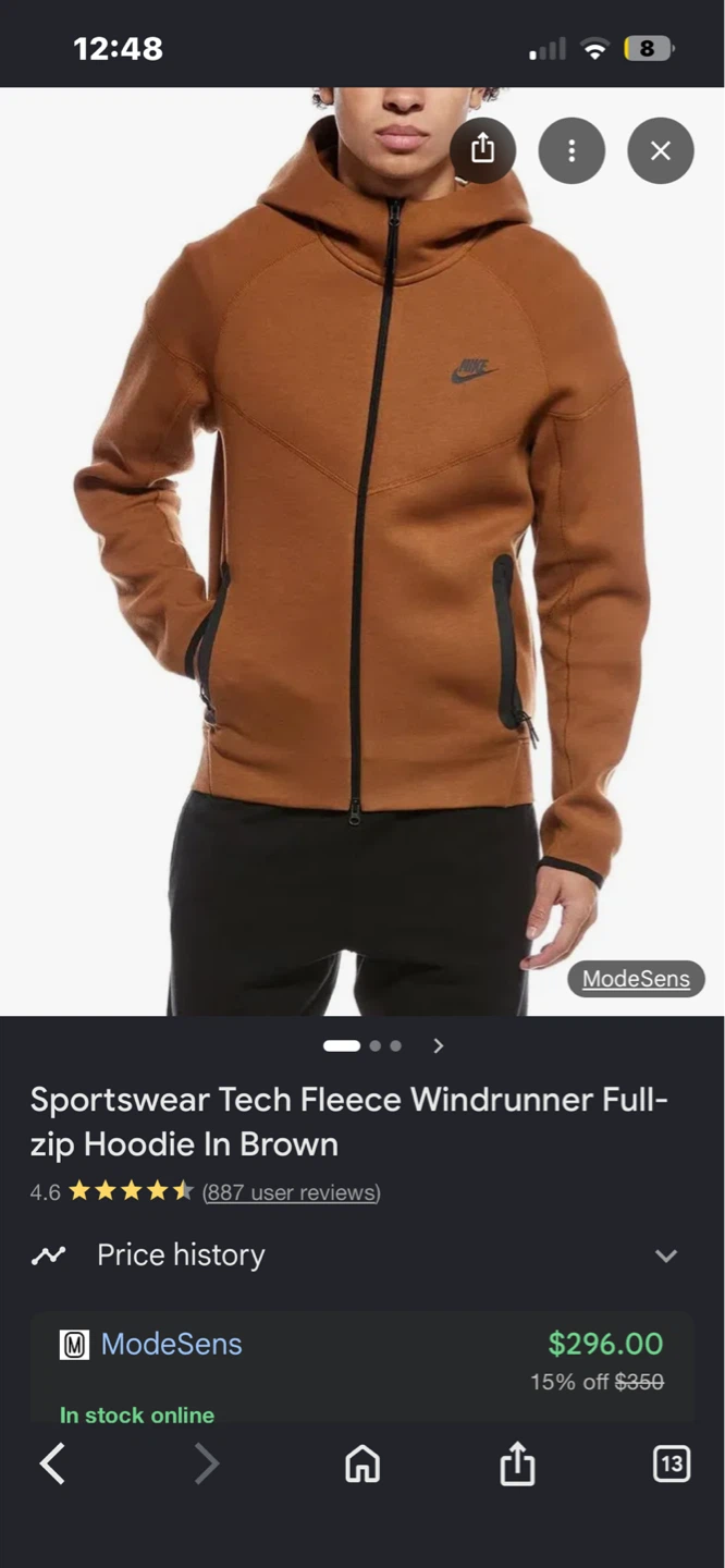 Nike Sportswear Tech Fleece Full-zip Hoodie - Brown