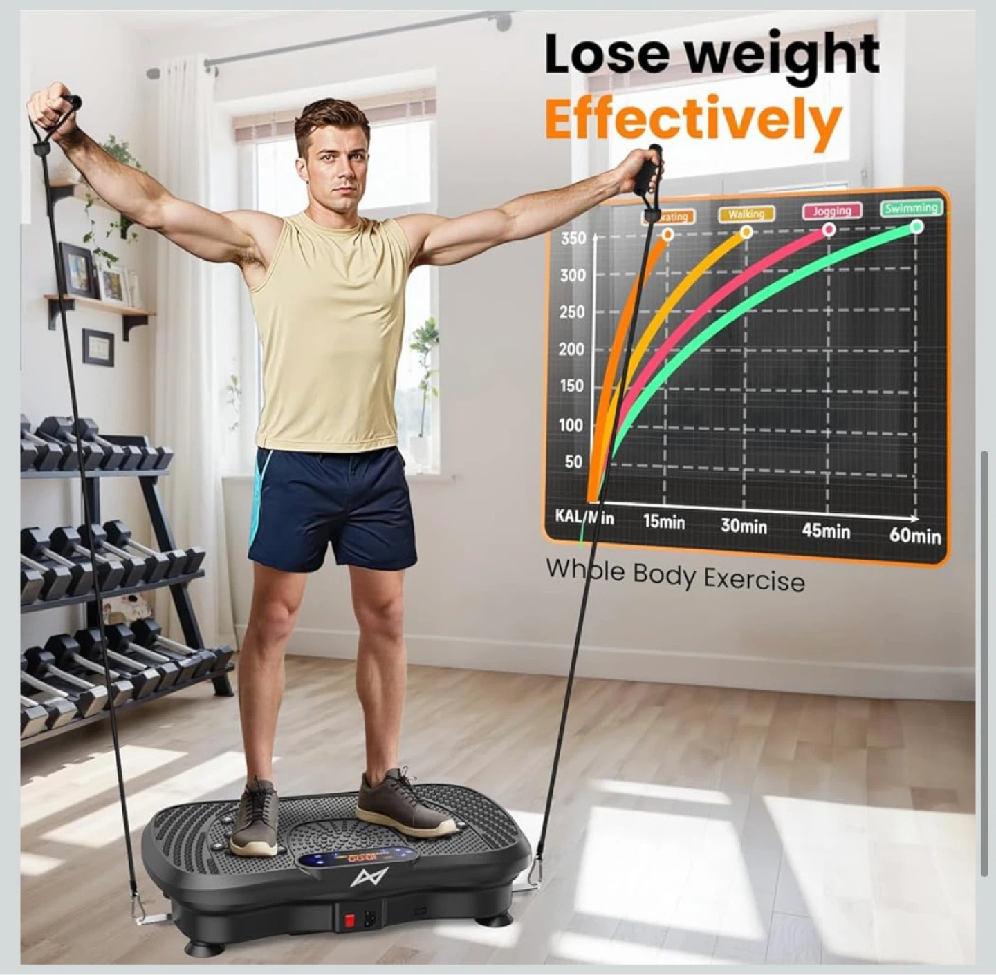 AXV Vibration Plate Exercise Machine with Resistance Bands - photo 4