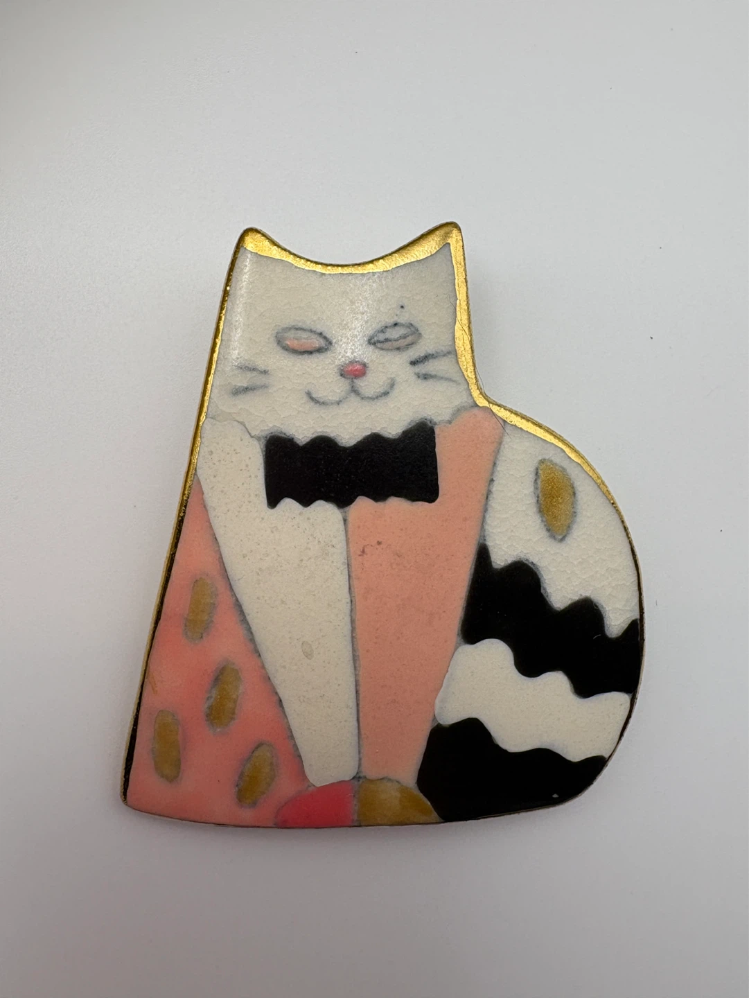 Ceremic Cat Brooch Pin - photo 2