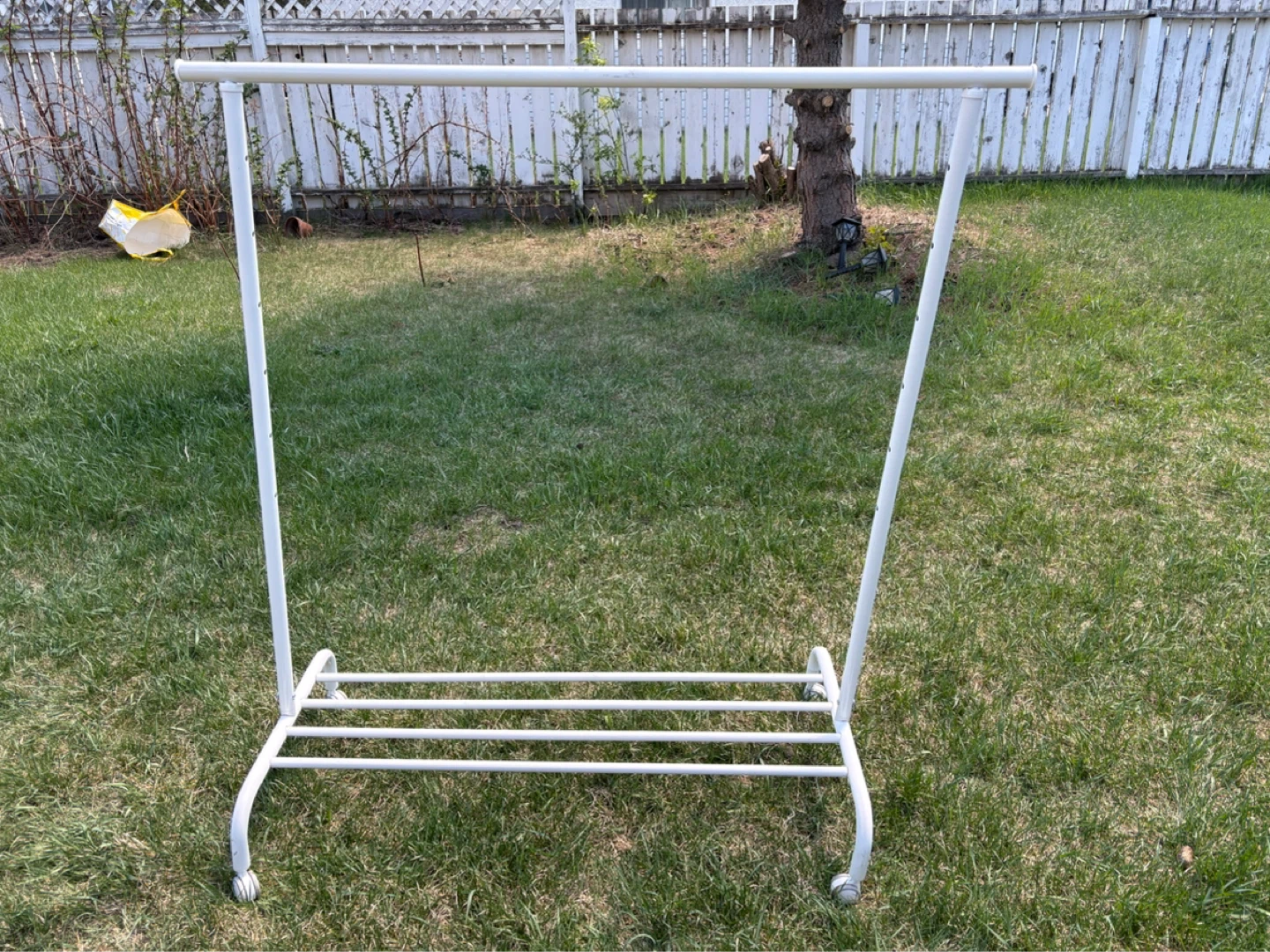 White Metal Garment Rack with Shelf