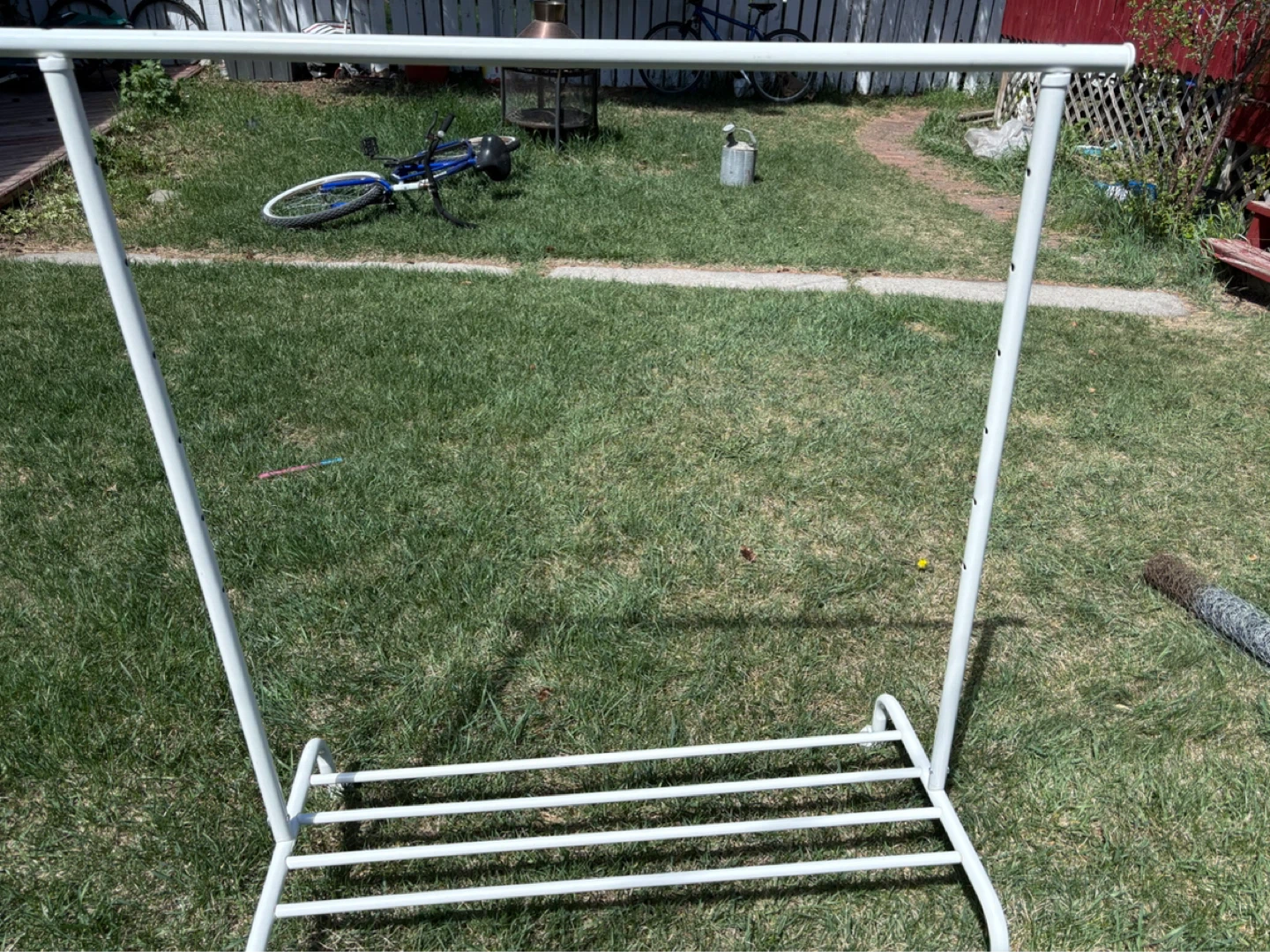 White Metal Garment Rack with Shelf - photo 3