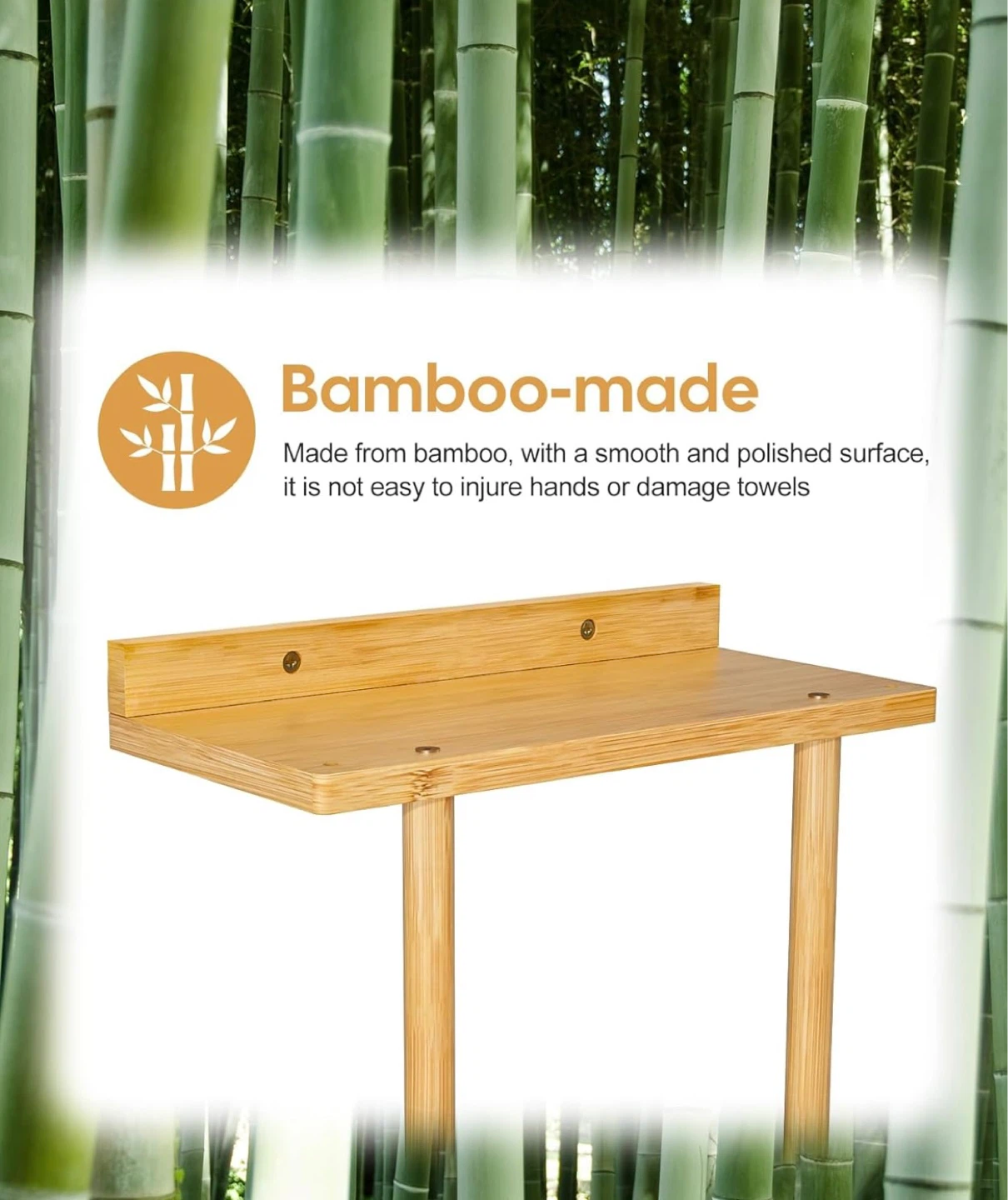 Bamboo Towel Rack and Shelf - photo 3