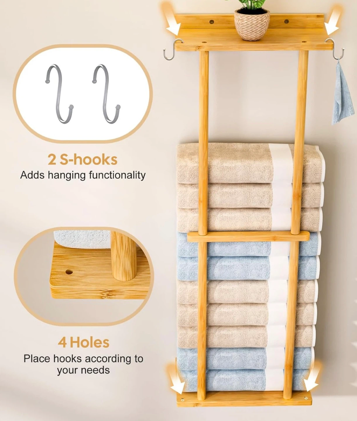 Bamboo Towel Rack and Shelf - photo 4