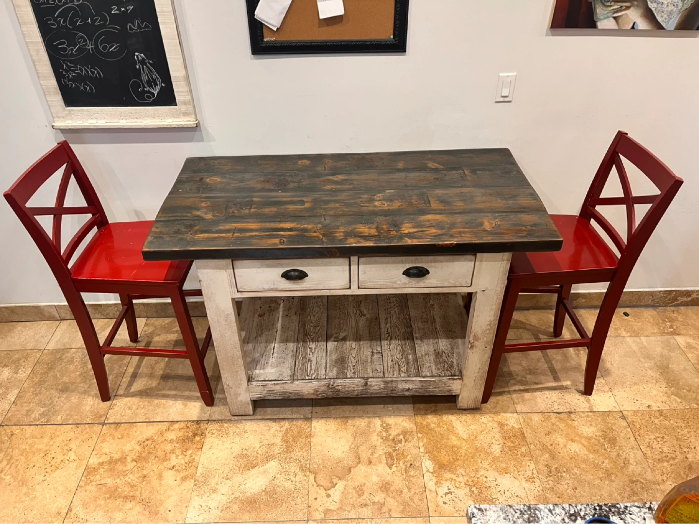 Butcher block wooden island Kimberly Jackson