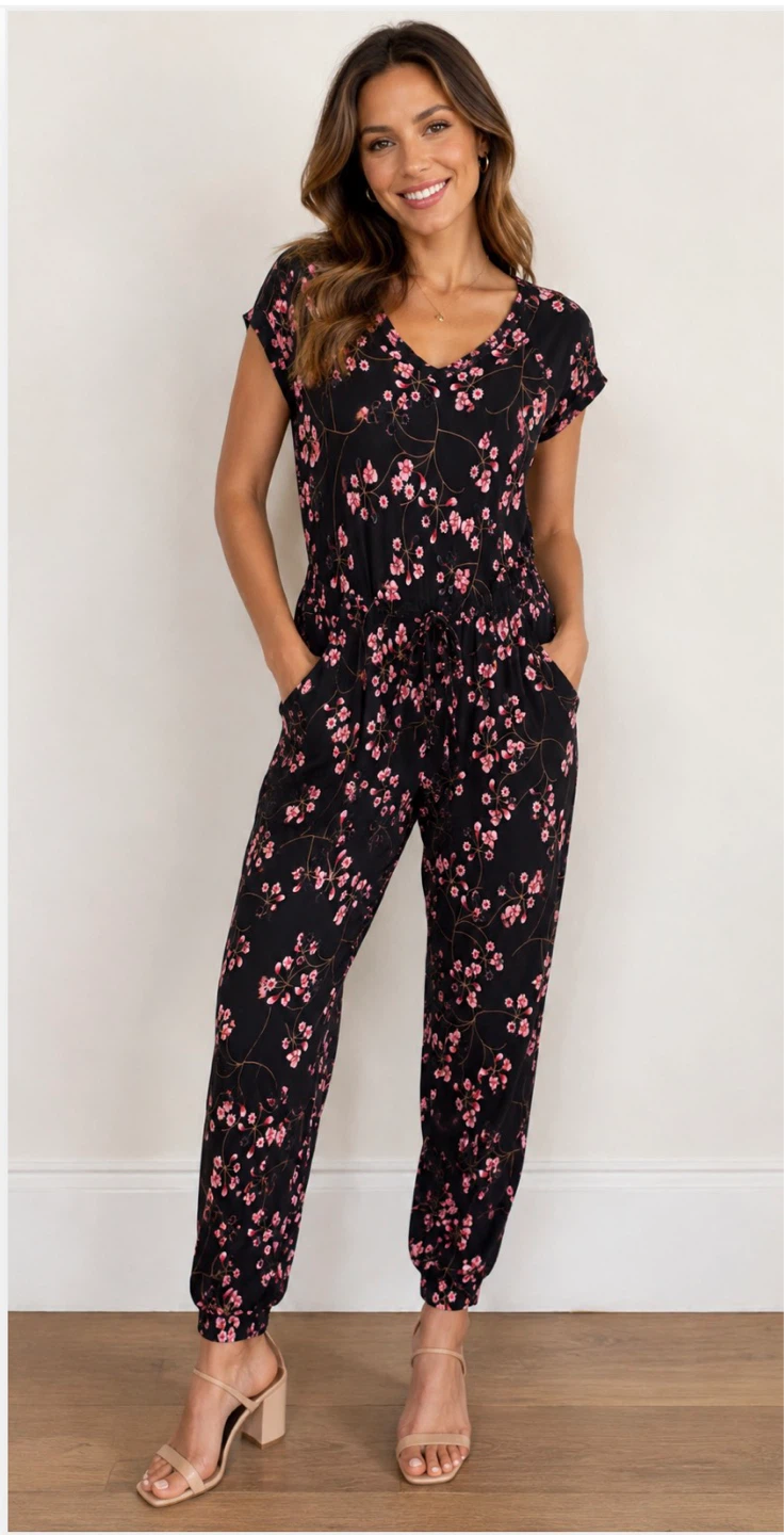 Taylor Black Floral Jumpsuit