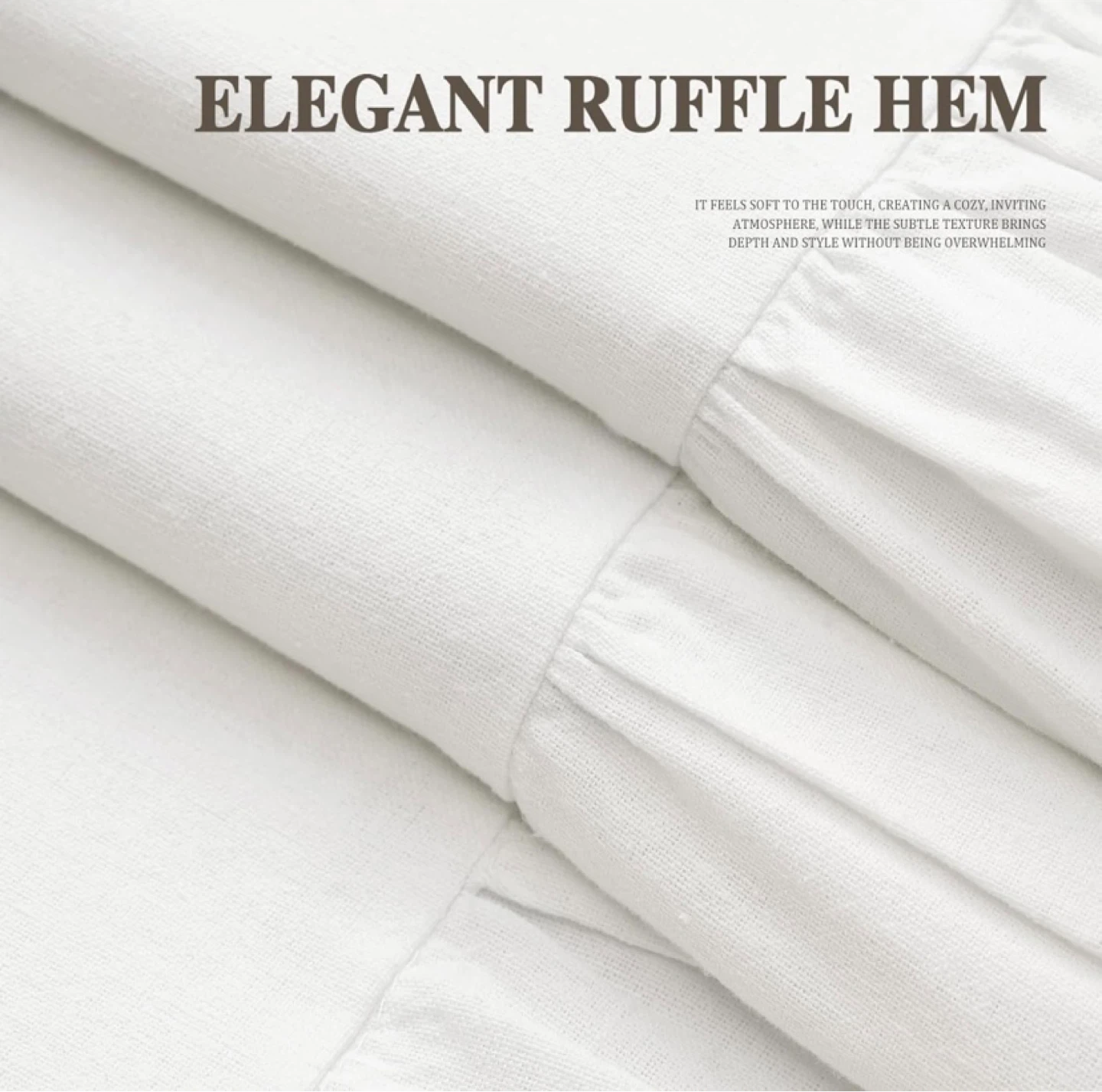 New Farmhouse Shower Curtain with Ruffle Hem Linen White - photo 2