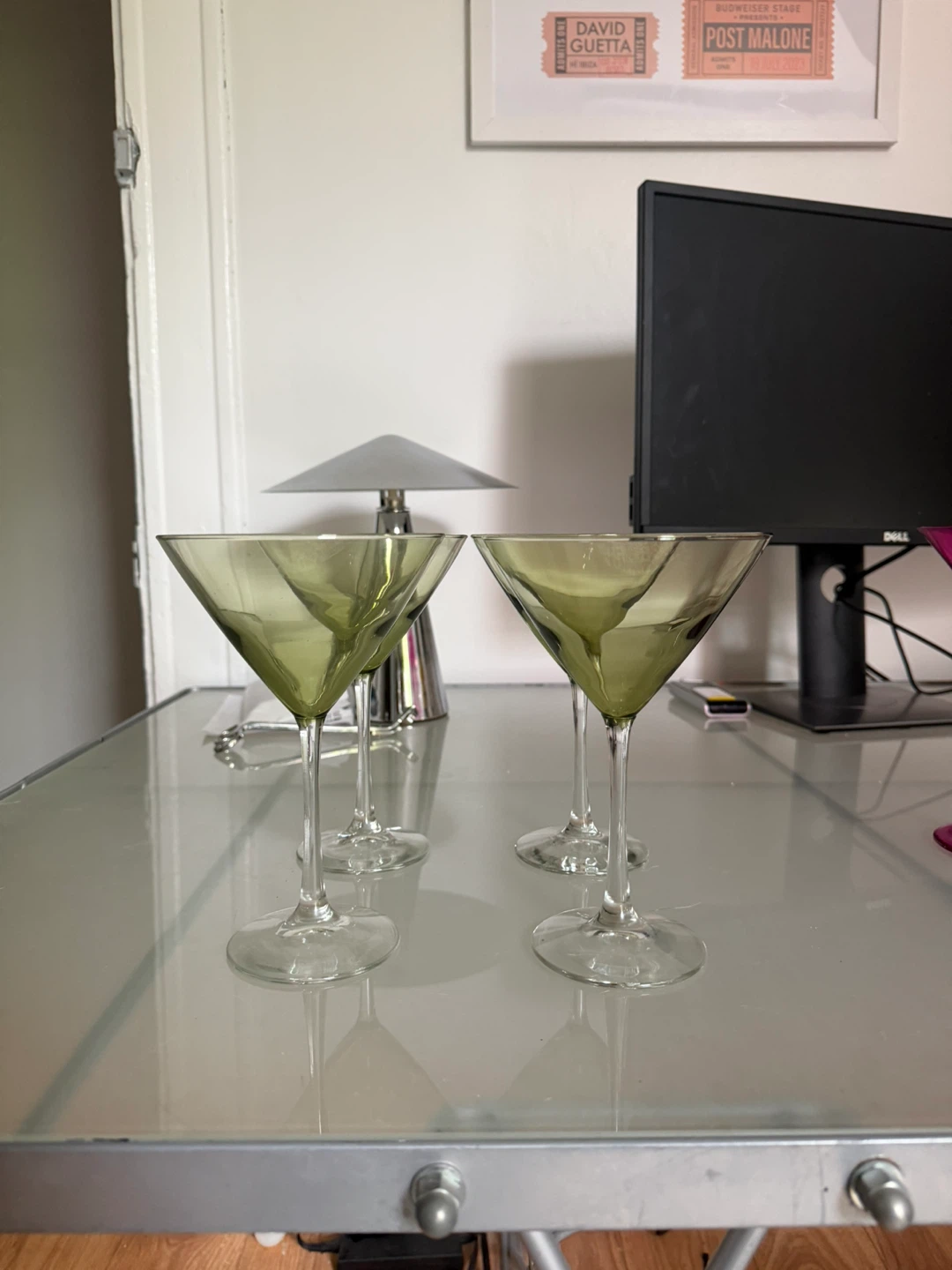 Set of 4 Green Martini Glasses