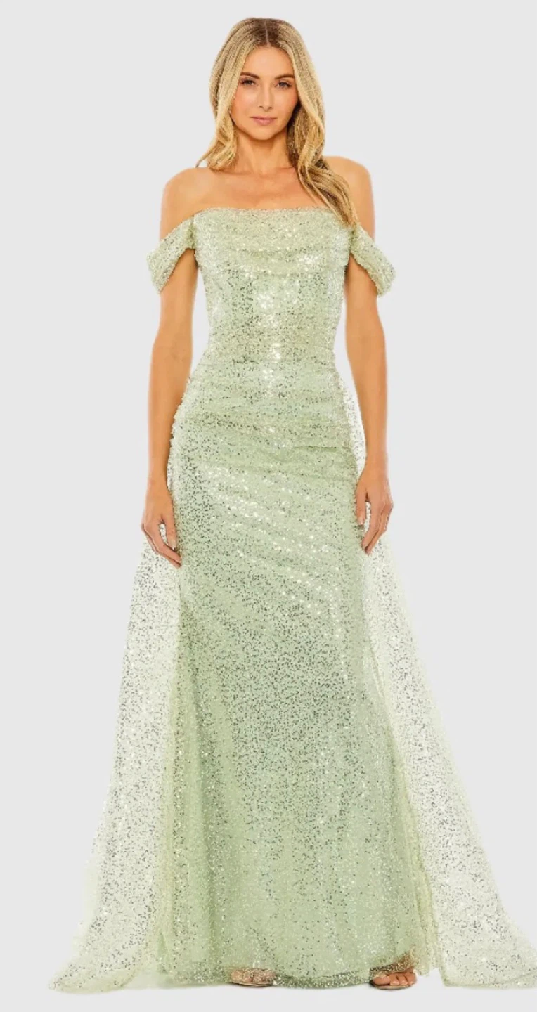 Mac Duggal Sequin Off-the-Shoulder Gown