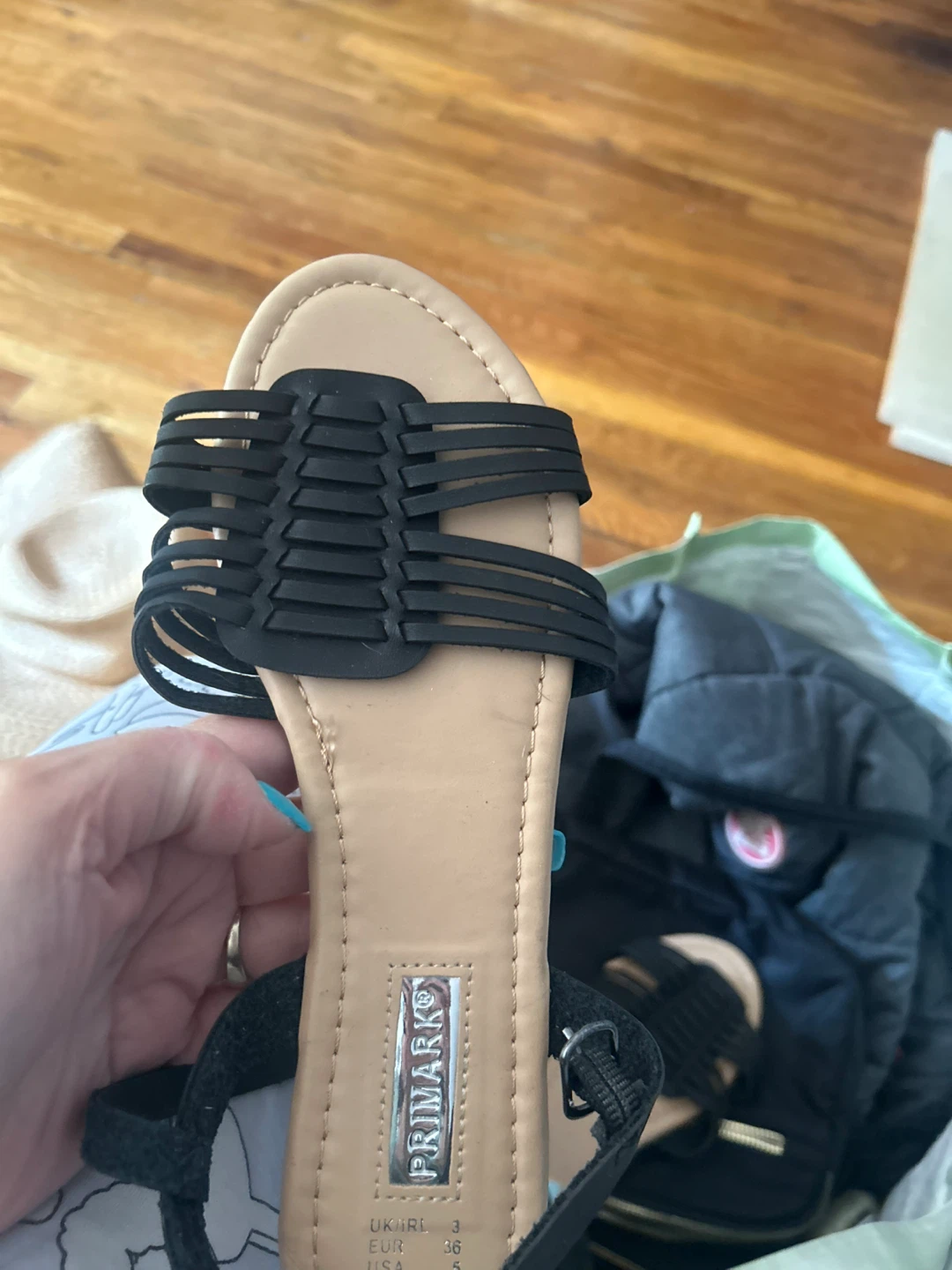 Primark Women's Black Strappy Flat Sandals Size 36 EUR