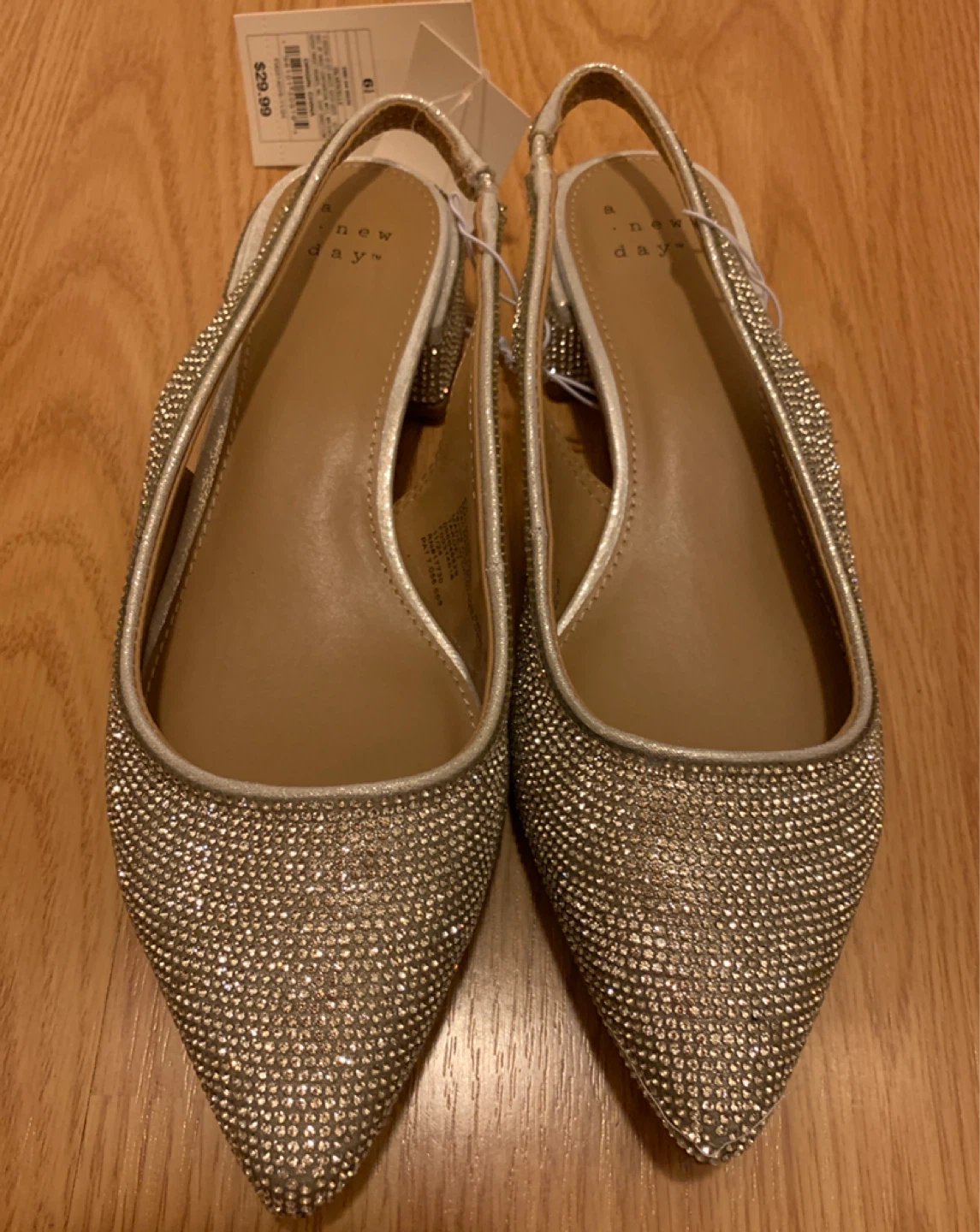 A New Day Silver Elle Slingback Heels Size 6.5