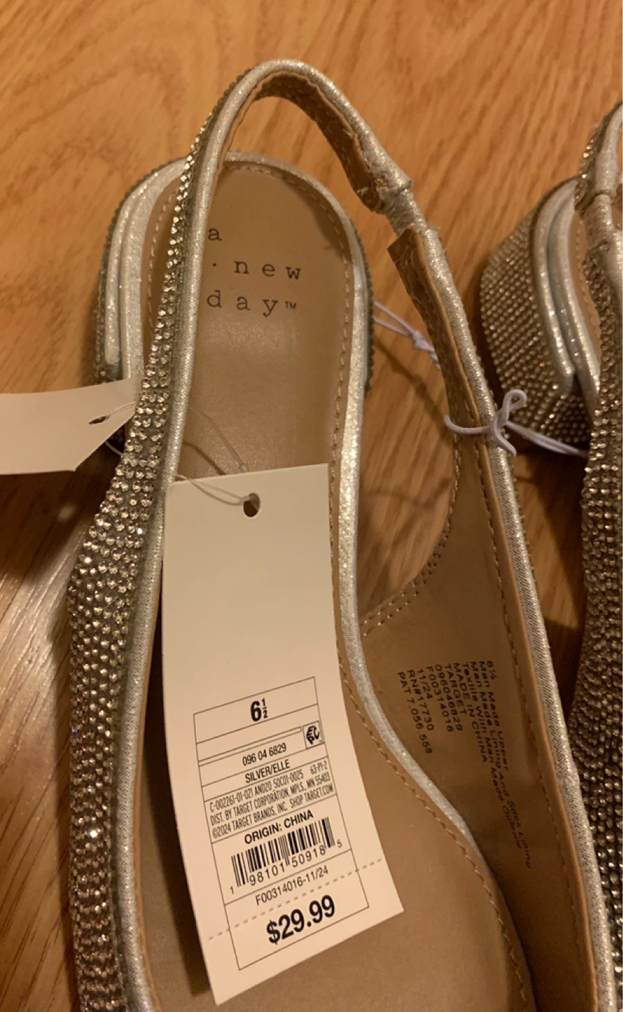 A New Day Silver Elle Slingback Heels Size 6.5 - photo 3