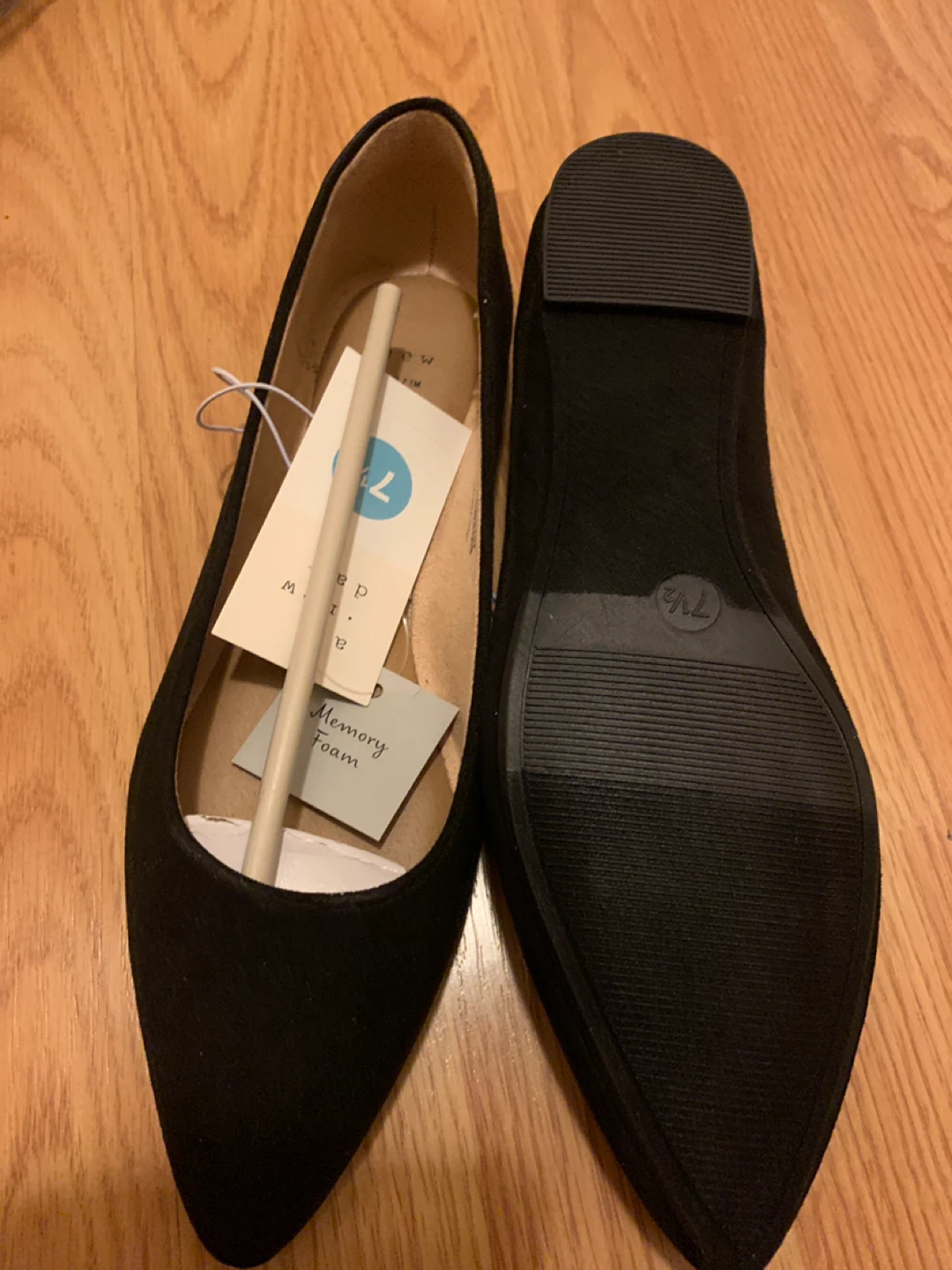 A New Day Black Faux Suede Pointed Toe Flats - Size 7.5 - photo 3
